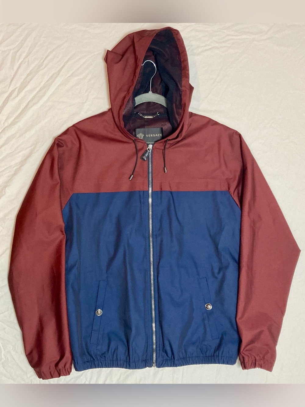 Versace Colorblock Windbreaker Burgundy Navy Men’s M IT 48